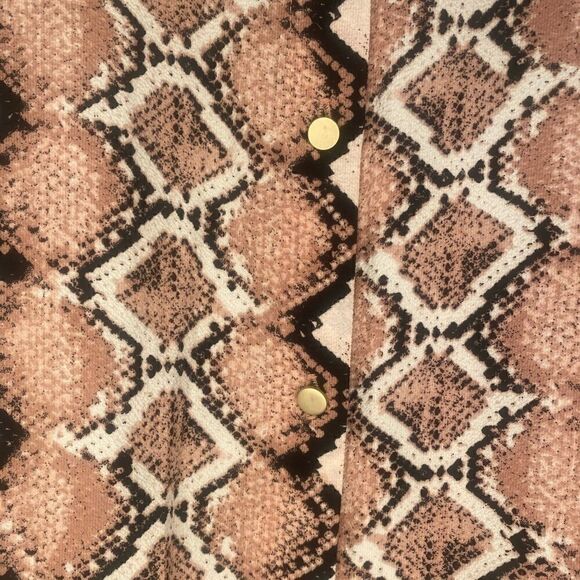 Jones New York Pastel Snake Pattern Button Down High Low Blouse - Picture 7 of 13